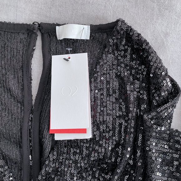 Sheer Sequin Ruffle Hem Crop Top | Q2 - Picture 5 of 5